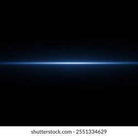 Light blue reflection lines, neon lighting in blue colors. Bright light lens. Police light effects, line. Shiny stars, sparks on a black background. Vector blue light effect
