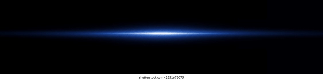 Light blue reflection lines, neon lighting in blue colors. Bright light lens. Police light effects, line. Shiny stars, sparks on a black background. Vector blue light effect