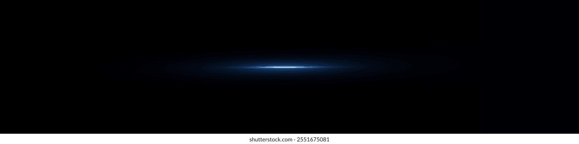 Light blue reflection lines, neon lighting in blue colors. Bright light lens. Police light effects, line. Shiny stars, sparks on a black background. Vector blue light effect