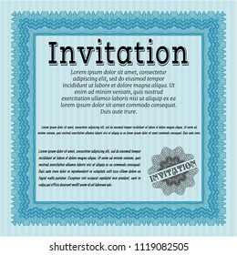 Light blue Retro invitation. With background. Retro design. Customizable, Easy to edit and change colors. 