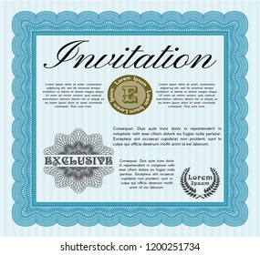 Light blue Retro invitation. With background. Money design. Customizable, Easy to edit and change colors. 