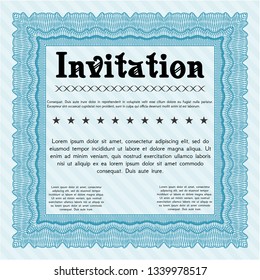 Light blue Retro invitation. With background. Sophisticated design. Customizable, Easy to edit and change colors. 