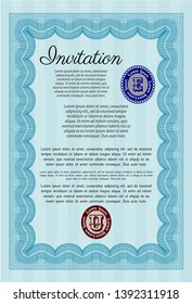 Light blue Retro invitation. With background. Retro design. Detailed. 