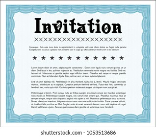  Light blue Retro invitation. Complex background. Money Pattern. Detailed. 