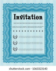 Light blue Retro invitation. Complex background. Vector illustration. Superior design. 