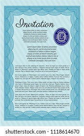 Light blue Retro invitation. With complex background. Modern design. Vector illustration. Light blue Retro invitation. With complex background. Modern design. Vector illustration.