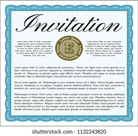 Light blue Retro invitation. Complex background. Vector illustration. Money design. 