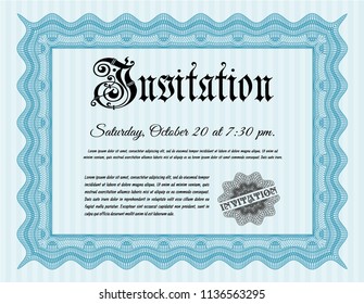 Light blue Retro invitation. With complex background. Retro design. Vector illustration. 