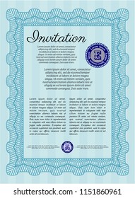 Light blue Retro invitation. With complex background. Beauty design. Customizable, Easy to edit and change colors. 