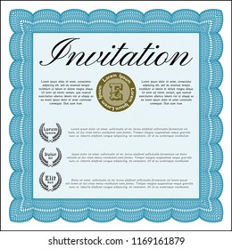 Light blue Retro invitation. With complex background. Retro design. Detailed. 