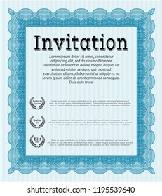 Light blue Retro invitation. With complex linear background. Money design. Customizable, Easy to edit and change colors. 