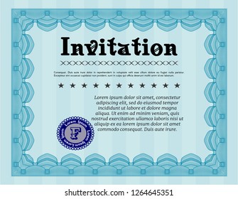 Light blue Retro invitation. Complex background. Good design. Customizable, Easy to edit and change colors. 