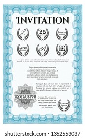 Light blue Retro invitation. With complex background. Lovely design. Customizable, Easy to edit and change colors. 