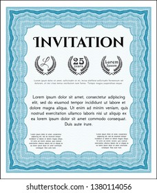 Light blue Retro invitation. Complex background. Sophisticated design. Customizable, Easy to edit and change colors. 