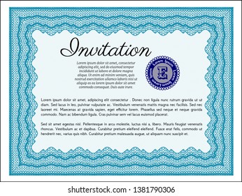 Light blue Retro invitation. Complex background. Elegant design. Vector illustration. 