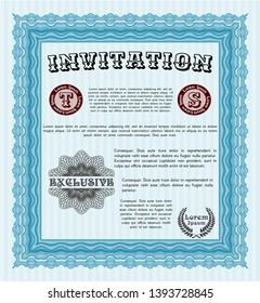 Light blue Retro invitation. With complex background. Vector illustration. Money Pattern. 