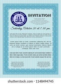 Light blue Retro invitation. Customizable, Easy to edit and change colors. With background. Excellent design. 