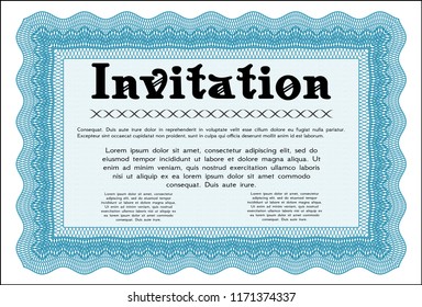 Light blue Retro invitation. Customizable, Easy to edit and change colors. With background. Money design. 