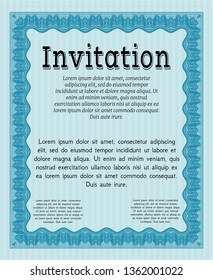 Light blue Retro invitation. Customizable, Easy to edit and change colors. With linear background. Money design. 