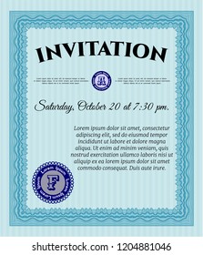 Light blue Retro invitation. Retro design. With complex background. Vector illustration. 