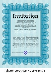Light blue Retro invitation. Detailed. With complex background. Retro design. 