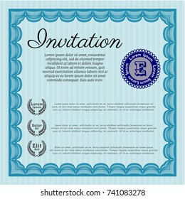 Light blue Retro invitation. Detailed. With quality background. Retro design. 