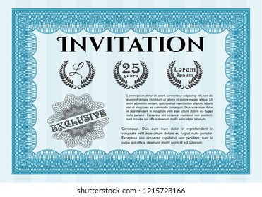 Light blue Retro invitation. Easy to print. Cordial design. Vector illustration. 