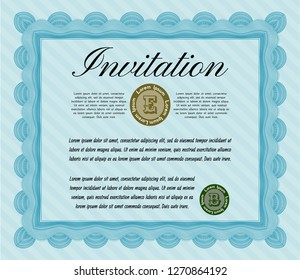 Light blue Retro invitation. Easy to print. Vector illustration. Lovely design. 