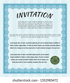 Light blue Retro invitation. Easy to print. Modern design. Vector illustration. 
