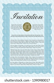Light blue Retro invitation. Easy to print. Vector illustration. Nice design. 