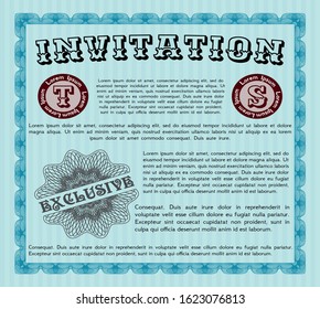 Light blue Retro invitation. Easy to print. Lovely design. Customizable, Easy to edit and change colors. 