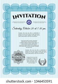 Light blue Retro invitation. Excellent design. Vector illustration. With linear background. 