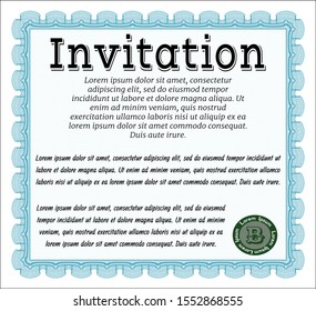 Light blue Retro invitation. Excellent design. Vector illustration. With complex linear background. 