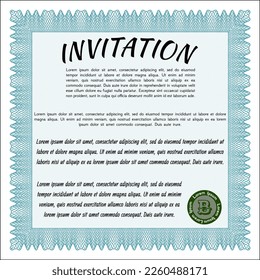 Light blue Retro invitation. Excellent design. Printer friendly.  