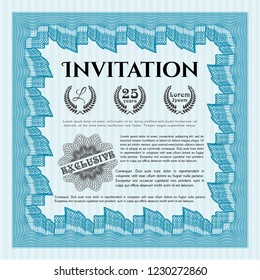 Light blue Retro invitation. With linear background. Customizable, Easy to edit and change colors. Retro design. 