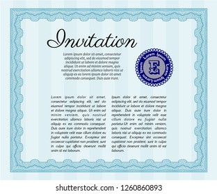 Light blue Retro invitation. With linear background. Retro design. Vector illustration. 