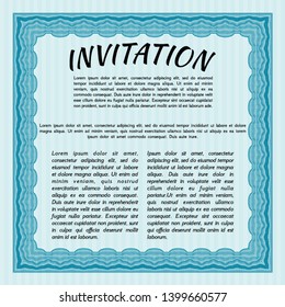 Light blue Retro invitation. Modern design. Vector illustration. With complex linear background. 