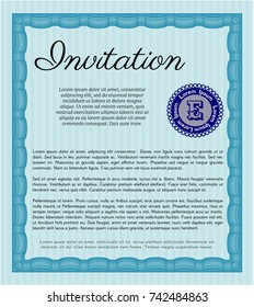 Light blue Retro invitation. Nice design. Customizable, Easy to edit and change colors. Easy to print. 