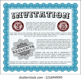 Light blue Retro invitation. Perfect design. With linear background. Customizable, Easy to edit and change colors. 