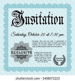 Light blue Retro invitation. Perfect design. Printer friendly. Customizable, Easy to edit and change colors. 