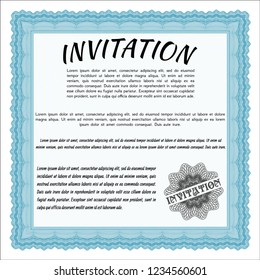 Light blue Retro invitation. Printer friendly. Money Pattern design. Customizable, Easy to edit and change colors. 