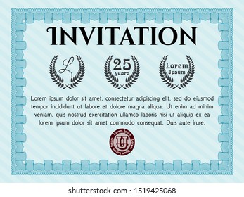 Light blue Retro invitation. Printer friendly. Detailed. Retro design. 