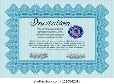Light blue Retro invitation. With quality background. Perfect design. Detailed. 