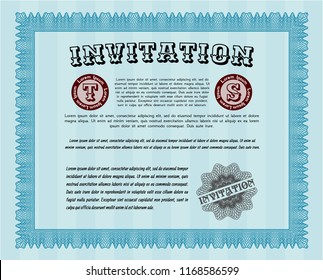 Light blue Retro invitation. With quality background. Lovely design. Vector illustration. 