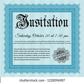 Light blue Retro invitation. With quality background. Nice design. Vector illustration. 