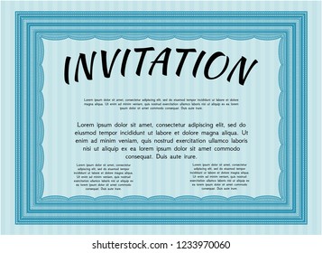 Light blue Retro invitation. With quality background. Lovely design. Customizable, Easy to edit and change colors. 