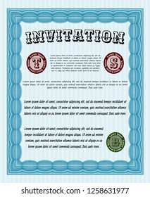 Light blue Retro invitation. With quality background. Sophisticated design. Customizable, Easy to edit and change colors. 