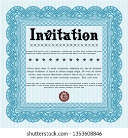 Light blue Retro invitation. With quality background. Cordial design. Detailed. 