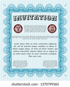 Light blue Retro invitation. With quality background. Money design. Detailed. 