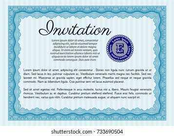 Light blue Retro invitation. Superior design. Complex background. Vector illustration. 